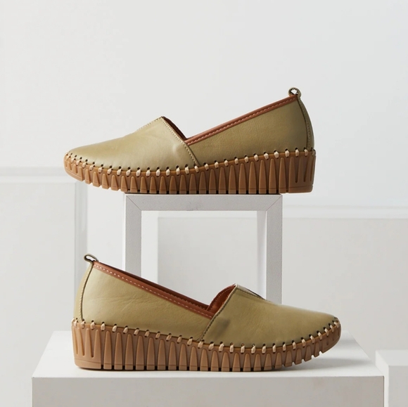 Spring Step Shoes - Spring Step Tispea NWT Women's Comfort Leather Wedges Olive Green Loafers Sz 39